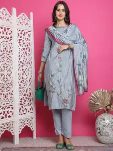 Stylee LIFESTYLE Geometric Printed Pure Silk Unstitched Dress Material