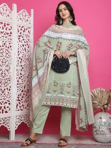 Stylee LIFESTYLE Floral Printed Thread Work Unstitched Dress Material