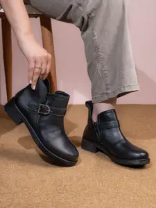 Roadster Women Round Toe Buckle Detail Chelsea Boots