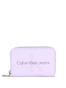 Calvin Klein Women Typography PU Zip Around Wallet