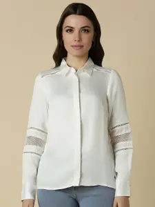 Allen Solly Woman Solid Spread Collar Casual Shirt