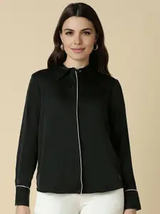 Allen Solly Woman Spread Collar Solid Opaque Formal Shirt