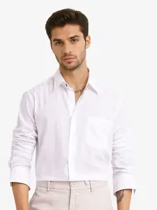 RARE RABBIT Men Comfort Solid Spread Collar Formal Shirt