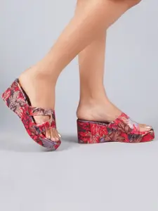 JM Looks Women Printed Open Toe Wedge Sandal Heels