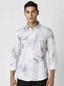 V Dot Men Slim Fit Opaque Printed Party Shirt