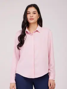 FableStreet Women Solid Spread Collar Casual Shirt
