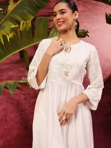 Lakshita Embroidered  Crinkled Viscose Straight Kurta