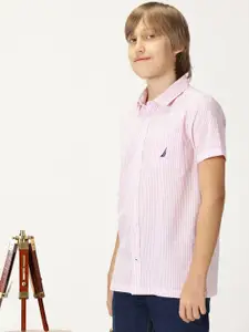 Nautica Boys Classic Vertical Striped Cotton Casual Shirt