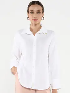 RAREISM Women Comfort Boxy Self Designed Casual Shirt