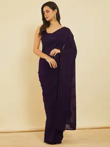 Soch Ethnic Motif Embroidered Sequinned Saree