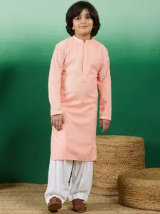 Sangria Dapper & Dazzling Boys Quirky Embroidered Chikankari Straight Kurta With Salwar