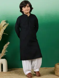 Sangria Dapper & Dazzling Boys Quirky Embroidered Chikankari Straight Kurta With Salwar