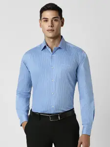 Van Heusen Men Spread Collar Solid Striped Cotton Casual Shirt