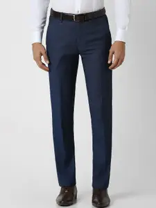 Van Heusen Men Textured Slim Fit Mid Rise Formal Trousers