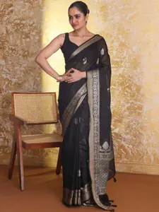 Indethnic Ethnic Motif Zari Woven Banarasi Saree