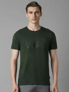 Louis Philippe Jeans Men Typography Printed Round Neck Cotton Slim Fit T-Shirt