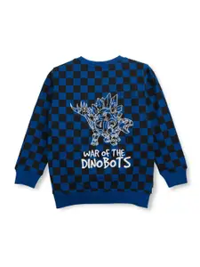 Gini and Jony Boys Checked Round Neck Sweatshirt
