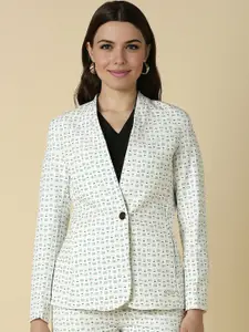 Allen Solly Woman Printed Shawl Collar Single-Breasted Blazer