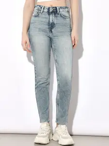 ONLY Women Skinny Fit High-Rise Mildly Distressed Heavy Fade Stretchable Jeans