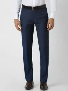 Van Heusen Men Textured Mid-Rise Slim Fit  Formal Trousers