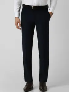 Van Heusen Men Solid Slim Fit Mid-Rise Flat-Front Formal Trousers