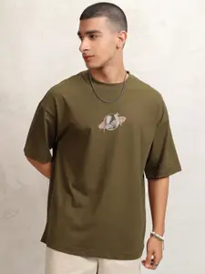 HIGHLANDER Men Graphic Printed Graphic Print Others Round Neck Cotton Oversized T-Shirt