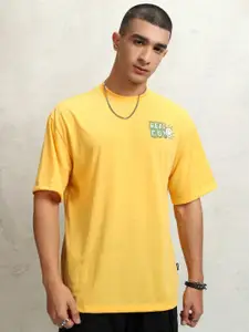 HIGHLANDER Men Graphic Printed Round Neck Polyester Oversized T-Shirt