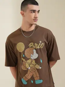 HIGHLANDER Men Graphic Printed Graphic Print Others Round Neck Cotton Oversized T-Shirt