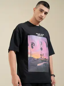 HIGHLANDER Men Graphic Printed Graphic Print Others Round Neck Cotton Oversized T-Shirt