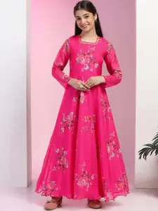 FASHION DREAM Girls Printed Fit & Flared Maxi Dress