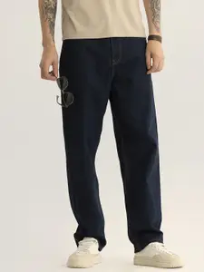 Snitch Men Pure Cotton Loose Fit Wide Leg Stretchable Jeans