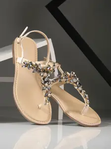 CARLO ROMANO Women Embellished T-Strap Flats