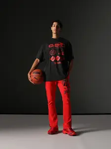 Puma Men Scoots Trail Blazing Basketball Printed Relaxed Fit Pure Cotton Track Pants