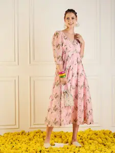 Shae by SASSAFRAS Floral Print Georgette A-Line Midi Dress