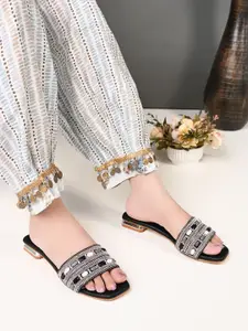 XE Looks Women Embellished Party Open Toe Flats