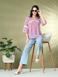 Sangria Printed A-Line Tops