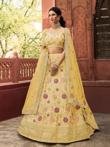 Fusionic Embroidered Thread Work Semi-Stitched Lehenga & Unstitched Blouse With Dupatta
