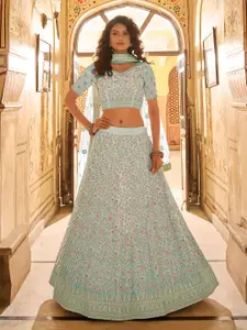 Fusionic Embroidered Thread Work Semi-Stitched Lehenga & Unstitched Blouse With Dupatta