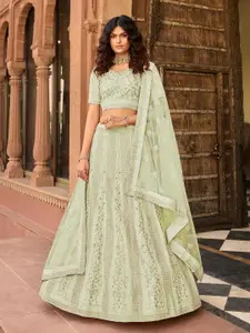 Fusionic Embroidered Thread Work Semi-Stitched Lehenga & Unstitched Blouse With Dupatta