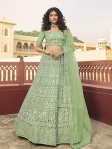 Fusionic Embroidered Semi-Stitched Lehenga & Unstitched Blouse With Dupatta