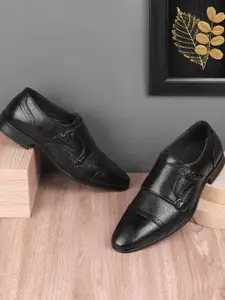 Metro Men Textured Synthetic Formal Monk Shoe