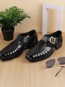 J.FONTINI Men Leather Shoe-Style Sandals