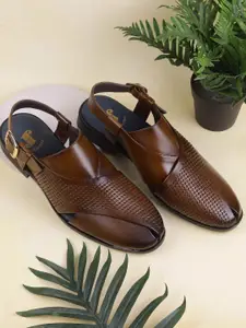 J.FONTINI Men Ethnic Leather Shoe-Style Sandals