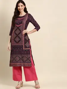 Anouk Women Geometric Flared Sleeves Sequinned Kurta