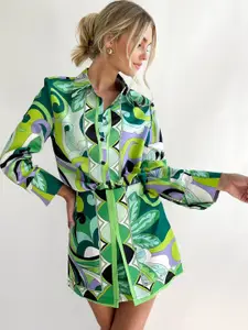 PANKH Printed Long Sleeves Shirt & Skirt