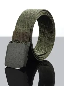 The Roadster Lifestyle Co. Men Textured Slider Buckle Closure Belt