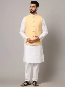 Latest Chikan Garments Striped Woven Nehru Jacket