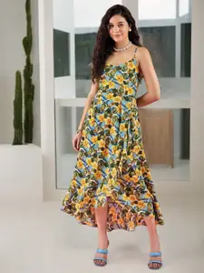 DressBerry Floral Printed Sleeveless Fit and Flare Midi Dress