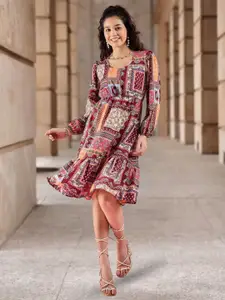 DressBerry Boho Printed A-Line Dress