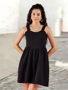 DressBerry Women Self Design Sleeveless Fit & Flare Dress